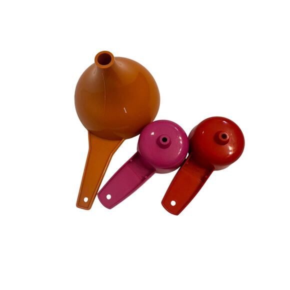 Set of 3 Vintage Tupperware Mini Funnels 1227-4/877-7/877-2 Orange/Red/Pink - Picture 5 of 5